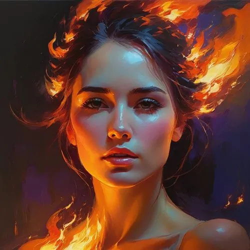 fiery,fire artist,fire dancer,burning hair,fire angel,cinder,melisandre,flame spirit,fire siren,daenerys,pyromaniac,flame of fire,ignited,fire and water,fire background,triss,fantasy portrait,dancing flames,katniss,digital painting,Conceptual Art,Sci-Fi,Sci-Fi 22