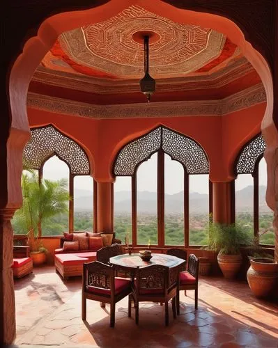 haveli,amanresorts,marrakesh,moroccan pattern,inside courtyard,la kasbah,anantara,rajasthan,marrakech,neemrana,chhatra,jaipur,interior decor,breakfast room,morocco,kasbah,quasr al-kharana,riad,marocco,shekhawati,Illustration,Abstract Fantasy,Abstract Fantasy 03