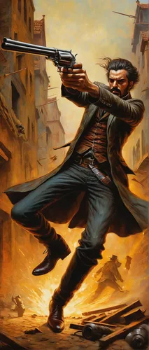 fiddler,xing yi quan,tower flintlock,gunfighter,assassination,the sandpiper combative,marksman,assassin,cowboy action shooting,yi sun sin,musketeer,oil painting on canvas,assassins,swordsman,kalashnikov,taijiquan,prejmer,violinist,violinist violinist,concertmaster,Illustration,Realistic Fantasy,Realistic Fantasy 34