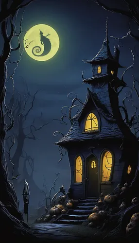 witch's house,witch house,halloween background,halloween illustration,halloween wallpaper,halloween scene,haunted house,the haunted house,house silhouette,halloween night,shinigami,halloween poster,nine-tailed,halloween owls,halloween and horror,house number 1,lantern,my neighbor totoro,monkey island,lonely house,Conceptual Art,Sci-Fi,Sci-Fi 25