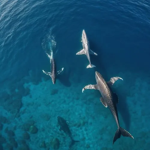 faça um dragão nadando ao lado de uma baleia vista de cima,common dolphins,oceanic dolphins,dolphins in water,bottlenose dolphins,dolphins,spinner dolphin,dolphin swimming,pilot whales,two dolphins,sh