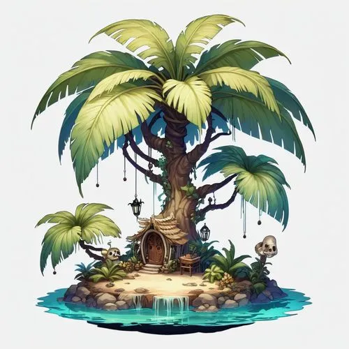 tropical tree,coconut tree,palmtree,palm tree vector,palm tree,tropical island,Illustration,Abstract Fantasy,Abstract Fantasy 11