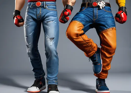 carpenter jeans,tool belts,blue-collar worker,blue-collar,mario bros,super mario brothers,denims,game characters,red and blue,coveralls,workers,construction workers,jeans background,bluejeans,denim jeans,boxing gloves,man's fashion,stand models,boys fashion,men clothes,Conceptual Art,Fantasy,Fantasy 26