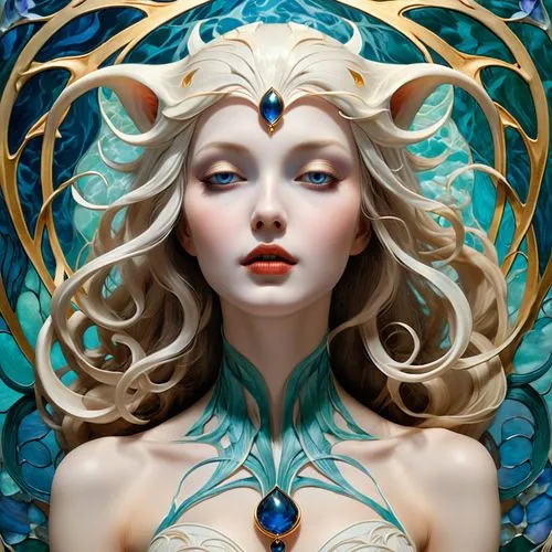 blue enchantress,margaery,fantasy art,fantasy portrait,priestess,sirene,faerie,the enchantress,faery,sigyn,dryad,undine,enchantress,fantasy woman,naiad,margairaz,melusine,dryads,the snow queen,sorceress,Illustration,Retro,Retro 08