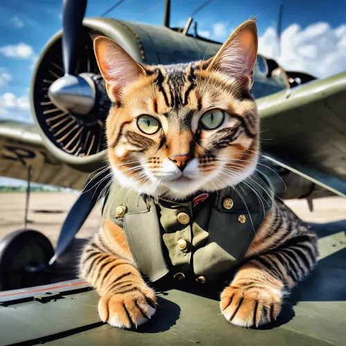 fighter pilot,aviator,westland terrier,flight engineer,kitty hawk,vintage cat,toyger,cat warrior,american bobtail,american wirehair,grumman f6f hellcat,tomcat,cat sparrow,wildcat,glider pilot,military aircraft,tabby cat,cat image,general aviation,tiger cat,Photography,General,Realistic