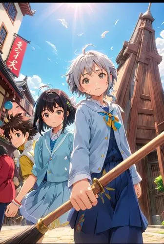 anime character with white hair holding a stick,haruhi suzumiya sos brigade,yuki nagato sos brigade,amusement park,granito,sightseeing,euphonious,Anime,Anime,Traditional