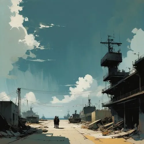 post-apocalyptic landscape,gunkanjima,industrial landscape,atmosphere,lost in war,wasteland,docks,ship yard,post apocalyptic,bottleneck,suburb,post-apocalypse,backgrounds,harbor,scrapyard,the pollution,foreground,hashima,lostplace,stray work,Conceptual Art,Fantasy,Fantasy 10