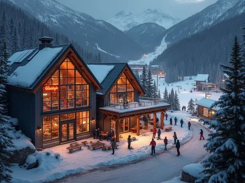 lake louise,norquay,british columbia,canadian rockies,winter village,chalet,whistler,christmas landscape,revelstoke,ski resort,canadienne,banff alberta,mountain huts,house in the mountains,maligne,alpine village,banff,emerald lake,mountain hut,winter wonderland,Photography,General,Realistic