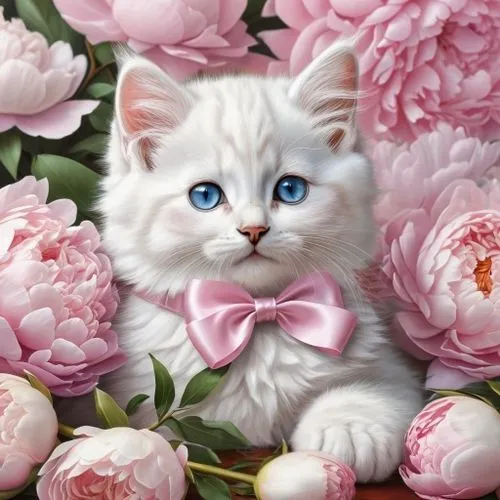 blossom kitten,flower cat,pink cat,blue eyes cat,cat with blue eyes,cute cat,flower animal,white cat,turkish angora,doll cat,pink flower white,splendor of flowers,flower background,beautiful flower,birman,flower painting,flowers png,cat image,breed cat,eglantine