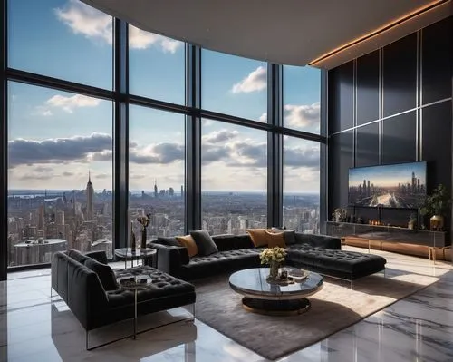 penthouses,tishman,glass wall,minotti,hearst,great room,luxury home interior,sky apartment,luxury property,elliman,livingroom,woodsen,kimmelman,modern living room,luxury real estate,manhattan skyline,balfron,interior modern design,residential tower,glass panes,Illustration,Realistic Fantasy,Realistic Fantasy 31