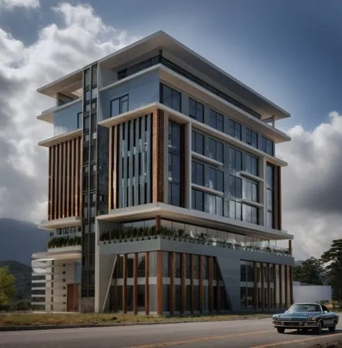 road with car and tree along the road,modern building,modern architecture,medini,revit,gedung,office building,3d rendering,yayasan,kigali,condominia,new building,leedon,residencial,subang,headoffice,m