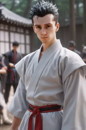 Man,a man dressed in karate outfit looking at the camera,yahiko,isshin,ishin,toshiie,katsura,hakuseki,Photography,Natural