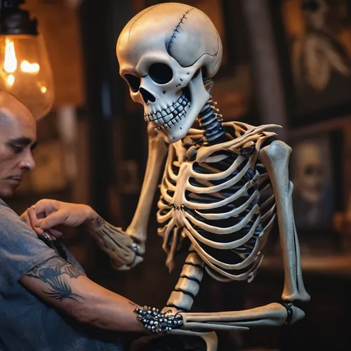 Disney Jack skeleton getting a tattoo ,tattoo artist,vintage skeleton,prosthetics,chiropractor,body painting,human skeleton,anatomical,body art,skeleltt,skull sculpture,body piercing,bodypainting,tatt