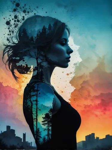 silhouette art,image manipulation,photo manipulation,photomanipulation,woman silhouette,world digital painting,double exposure,woman thinking,sci fiction illustration,digital compositing,digital art,photoshop manipulation,creative background,digital artwork,fantasy art,transistor,imagination,photomontage,boho art,women silhouettes,Photography,Documentary Photography,Documentary Photography 06