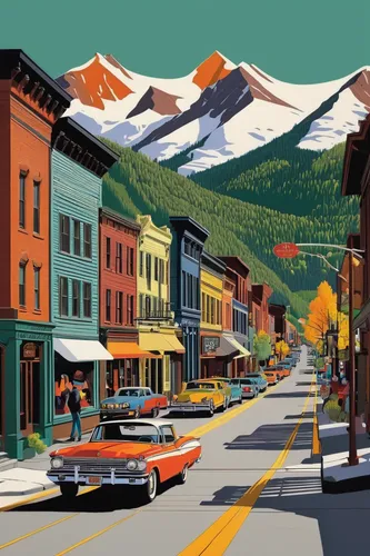 Main Street (West Colorado Avenue), Telluride, Colorado USA.,telluride,vail,ketchikan,whistler,british columbia,montana,banff,yukon territory,kicking horse,carcross,canadian rockies,lillooet,banff alb