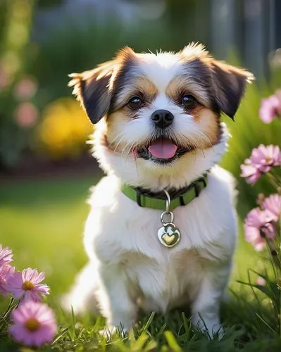 cheerful dog,shih tzu,cute puppy,dog photography,cavalier king charles spaniel,pekinese,mixed breed dog,shih poo,havanese,huichon,dog pure-breed,shih,outdoor dog,flower background,jack russell terrier,yorkshire terrier,chihuahua poodle mix,cute animals,cheerfulness,jack russel terrier,Illustration,Realistic Fantasy,Realistic Fantasy 17