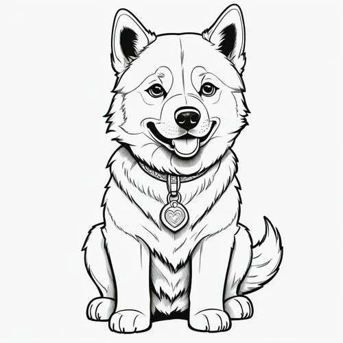 samoyedic,dog line art,akita,samoyed,inu,jindo,Illustration,Children,Children 05