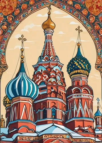 saint basil's cathedral,basil's cathedral,russian folk style,the red square,red square,moscou,rusia,rossia,eparchy,moscovites,bilibin,russland,muscovites,russes,russie,tsars,sergiev,russia,rusland,moscow,Illustration,Vector,Vector 01