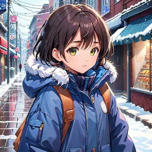 parka,kumiko,renko,winter background,suzumiya,megumi,Anime,Anime,Realistic