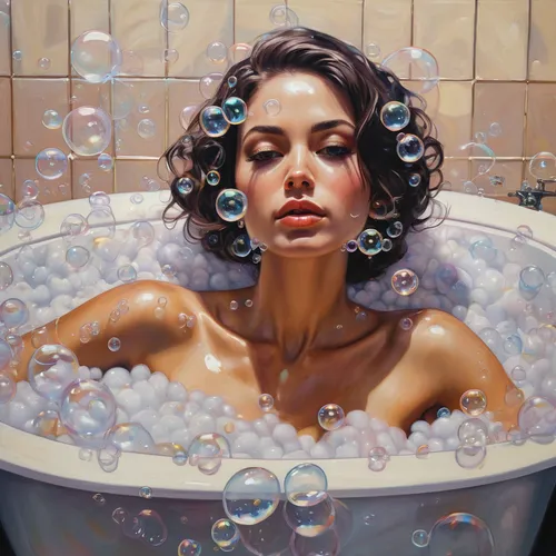 the girl in the bathtub,bathtub,water pearls,bubbles,tub,wet water pearls,baths,milk bath,bathing,bath oil,bath,soap bubbles,bath with milk,water bath,bath balls,bath ball,liquid bubble,jacuzzi,bubbling,bubble,Conceptual Art,Fantasy,Fantasy 15