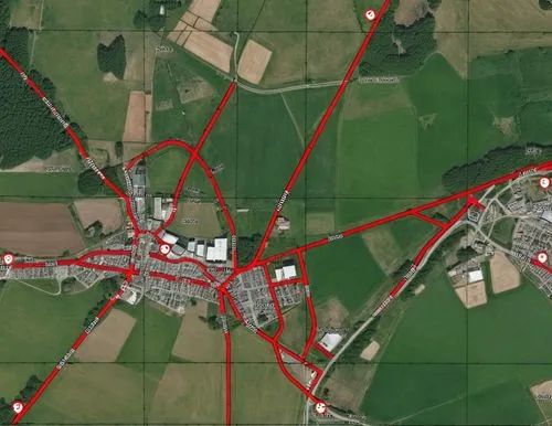 Se trata de un mapa de una zona ubicada en Polonia, en la que se ve una zona urbana y sus alrededores.,a map of roads and the location of various areas,oschersleben,gps map,interchanges,sitemap,mametz