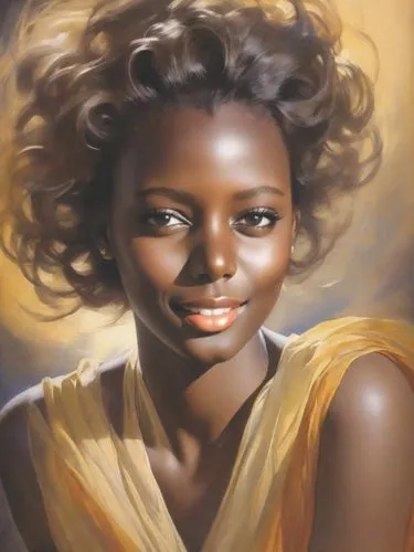 one line art, flowing lines, rolf armstrong,an image of a woman with long hair,danai,lachanze,african woman,tretchikoff,african american woman,toccara,oil painting on canvas,afro american girls,ledisi