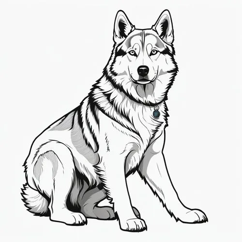 dog line art,dog illustration,dog drawing,malamute,telegram icon,siberian husky,Illustration,Japanese style,Japanese Style 13