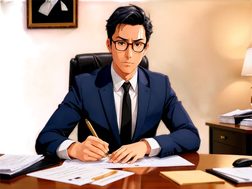 attorney,lawyer,office worker,administrator,secretary,paperwork,accountant,notary,blur office background,white-collar worker,financial advisor,night administrator,bookkeeper,yukio,executive,businessman,ceo,barrister,auditor,secretary desk,Illustration,Japanese style,Japanese Style 03