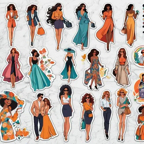 sundresses,leg dresses,dresses,gowns,caftans,retro paper doll,sewing pattern girls,fashion vector,paper dolls,ballgowns,women silhouettes,frocks,shirtdresses,muses,palettes,fashion dolls,vintage paper doll,minidresses,attires,robes,Unique,Design,Sticker