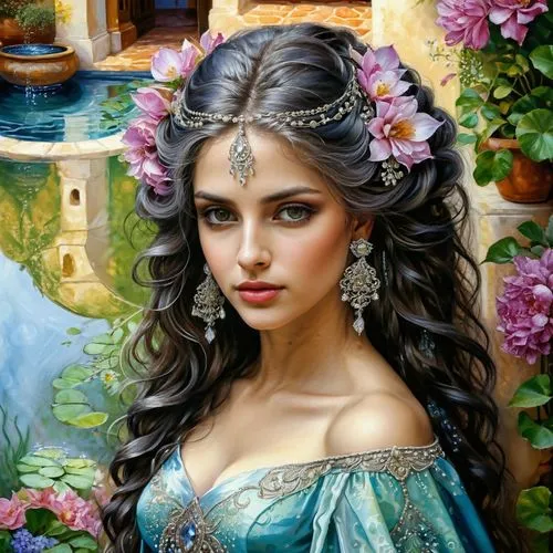 fantasy portrait,beautiful girl with flowers,romantic portrait,girl in flowers,fantasy art,girl in a wreath,wreath of flowers,jasmine blossom,mystical portrait of a girl,fantasy picture,floral wreath,boho art,young woman,portrait of a girl,cinderella,hydrangea,flora,flower painting,elven flower,rapunzel