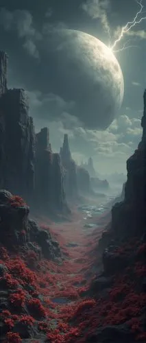 lunar landscape,barsoom,red planet,red cliff,alien planet,valley of the moon