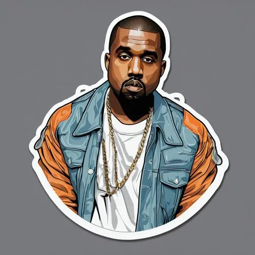 kanye west,a drawing of a man in a jacket with chains,vector illustration,vector art,vector graphic,kayne,kanye,vector image,Unique,Design,Sticker