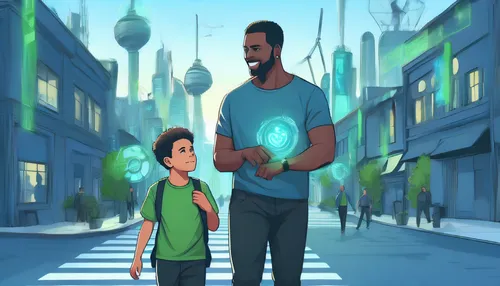 dad and son outside,sci fiction illustration,ramadan background,game illustration,kids illustration,animated cartoon,man and boy,world digital painting,father-son,anime cartoon,dad and son,ramadan,fat