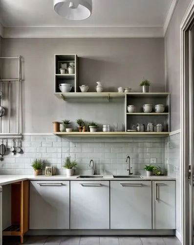 minimalist kitchen, bricks on the walls and pale green cabinets,vintage kitchen,tile kitchen,kitchen design,kitchen interior,kitchens,kitchen,modern kitchen interior,sideboards,scullery,gaggenau,ceram