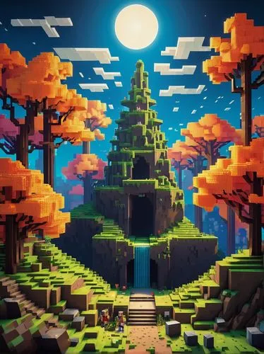 mushroom landscape,mushroom island,pixel art,halloween background,ancient city,cartoon video game background,bird kingdom,fall landscape,autumn forest,autumn background,3d fantasy,druid grove,tileable,fairy chimney,pumpkin autumn,autumn mountains,adventure game,autumn landscape,autumn theme,fantasy city,Illustration,Retro,Retro 26