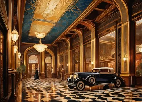 amstutz,delage,rolls royce 1926,art deco,ballroom,royal interior,classic rolls royce,3d car wallpaper,rolls royce car,bugatti,rolls royce,ornate room,wontner,classic mercedes,saloon,interiors,bentleys,art deco background,packard 8,cochere,Illustration,Realistic Fantasy,Realistic Fantasy 03