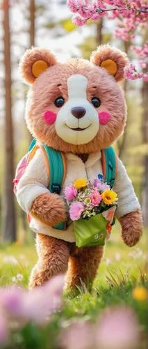 3d teddy,cute bear,bear teddy,teddy-bear,flower animal,teddy bear waiting,monchhichi,teddy bear,scandia bear,flower background,spring background,teddybear,springtime background,picking flowers,teddy bear crying,little bear,spring greeting,flower delivery,plush bear,children's background,Illustration,Japanese style,Japanese Style 01