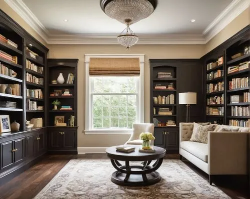 bookcases,bookshelves,bookcase,dark cabinetry,reading room,great room,coffered,family room,book wall,brownstone,hallway space,luxury home interior,sitting room,hardwood floors,wainscoting,interior design,danish room,livingroom,bookshelf,mudroom,Illustration,Realistic Fantasy,Realistic Fantasy 11