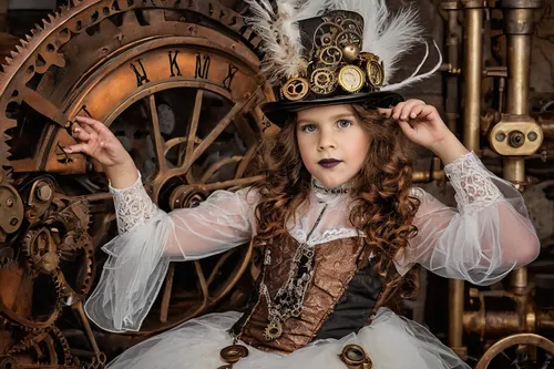 steampunk gears,clockmaker,steampunk,watchmaker,clockwork,girl with a wheel,grandfather clock,pocket watch,switchboard operator,cuckoo clock,ships wheel,longcase clock,patchouli,ladies pocket watch,victorian style,victorian lady,hatter,ringmaster,ornate pocket watch,the victorian era,Illustration,Realistic Fantasy,Realistic Fantasy 13