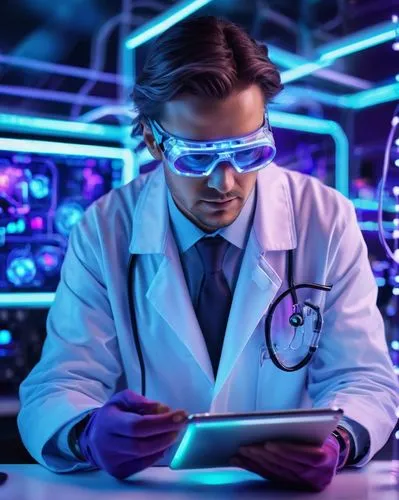 theoretician physician,sci fi surgery room,scientist,medical technology,dr,electronic medical record,cyber glasses,pathologist,microbiologist,consultant,researcher,biologist,digital vaccination record,cartoon doctor,doctor,physician,ship doctor,healthcare professional,female doctor,lab,Illustration,Realistic Fantasy,Realistic Fantasy 37