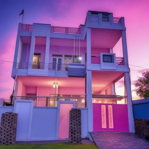 paint this house with brooklyn vogue ,  voilet black ,tampa(pistle pink) and white colour ,dreamhouse,cube house,cubic house,modern house,beach house,beachhouse,modern architecture,smart house,beautif