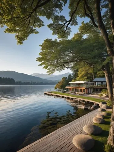 beautiful lake,japan landscape,beautiful japan,lakeside,alderbrook,boat dock,jecheon,glimmerglass,forest lake,lake view,lake shore,wooden decking,lake tanuki,windermere,tarabya,undock,mountainlake,west lake,canim lake,house with lake,Illustration,Black and White,Black and White 14