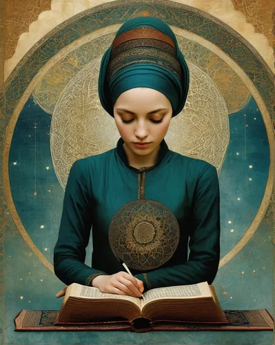 divination,sci fiction illustration,prayer book,horoscope libra,fortune telling,girl studying,women's novels,hymn book,fortune teller,librarian,zodiac sign libra,writing-book,the prophet mary,mystical portrait of a girl,praying woman,author,woman thinking,rem in arabian nights,woman praying,scholar,Illustration,Realistic Fantasy,Realistic Fantasy 35