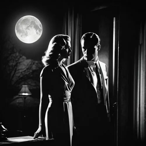 pleasantville,siodmak,moonlighters,vintage couple silhouette,moonstruck,moonlighting,Photography,Black and white photography,Black and White Photography 08