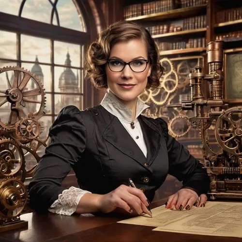 Architecture license lookup, professional woman, 30s, glasses, short hair, formal business attire, sitting at desk, computer screen, keyboard, office background, bookshelves, certificates on wall, cit