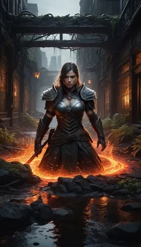 female warrior,karn,nissa,hisako,fire background,liora,mulan,kitana,daxia,warden,jaya,khwarezmid,xixia,zarina,xianwen,tianxia,shadrake,rongfeng,taleyarkhan,vamana,Illustration,Realistic Fantasy,Realistic Fantasy 17