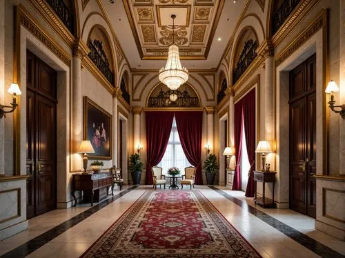 royal interior,hallway,corridor,villa cortine palace,entrance hall,dolmabahce,ritzau,villa farnesina,villa d'este,foyer,crown palace,enfilade,baglione,camondo,emirates palace hotel,quirinale,paradores,hotel hall,venaria,europe palace