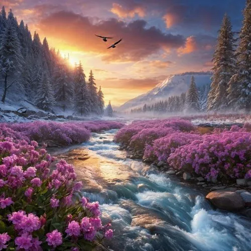 purple landscape,salt meadow landscape,beautiful landscape,nature landscape,landscape background,fantasy landscape,fantasy picture,splendor of flowers,meadow landscape,river landscape,landscape nature,landscapes beautiful,fragrant snow sea,background view nature,pink dawn,natural scenery,beauty scene,natural landscape,full hd wallpaper,the natural scenery