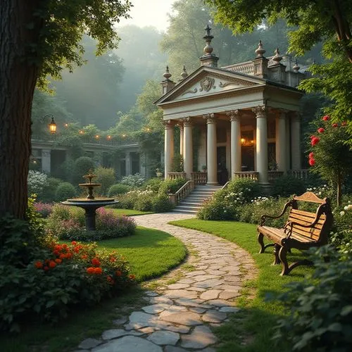 garden bench,home landscape,secret garden of venus,gardens,english garden,pergola,conservatory,jardin,idyll,nature garden,cottage garden,jardiniere,jardines,garden of eden,giardino,cochere,the garden,green garden,house in the forest,arboretum,Photography,General,Realistic