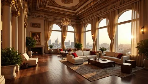 ornate room,living room,great room,livingroom,sitting room,luxury home interior,penthouses,opulently,apartment lounge,palatial,royal interior,family room,breakfast room,grandeur,interior design,3d rendering,opulence,opulent,ballroom,neoclassical